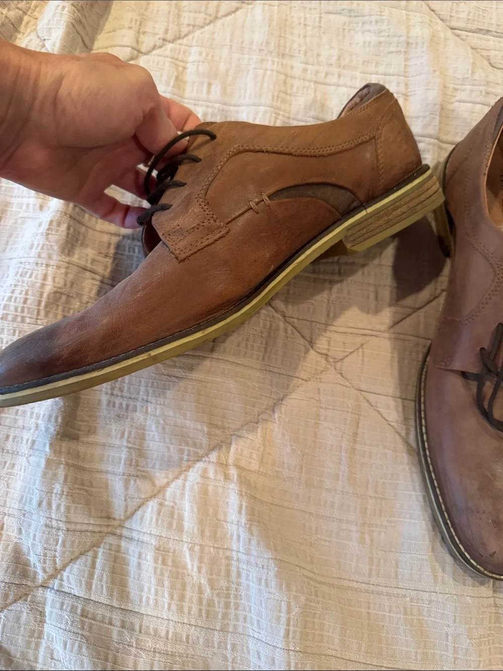 Alfani Men's Taupe Brown Leather Derby Shoes